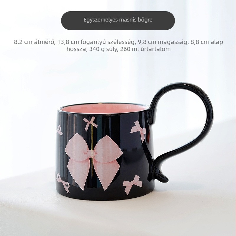 Szív mintás kerámia kávéscsésze és alátét készlet, kézzel készített, letisztult modern stílus
