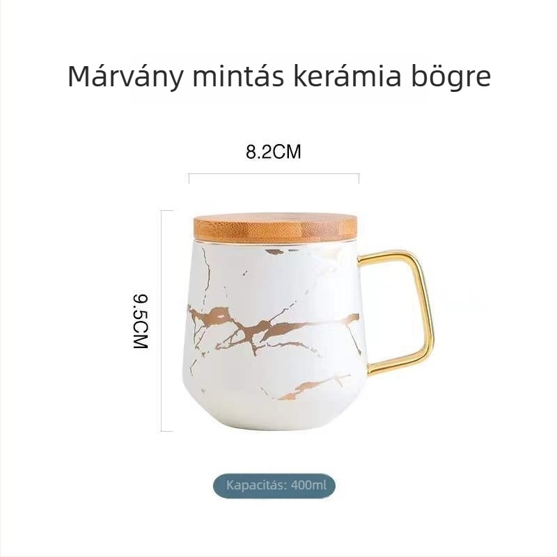 Modern egyszerű kerámia kávéscsésze és alátét készlet, márvány mintával