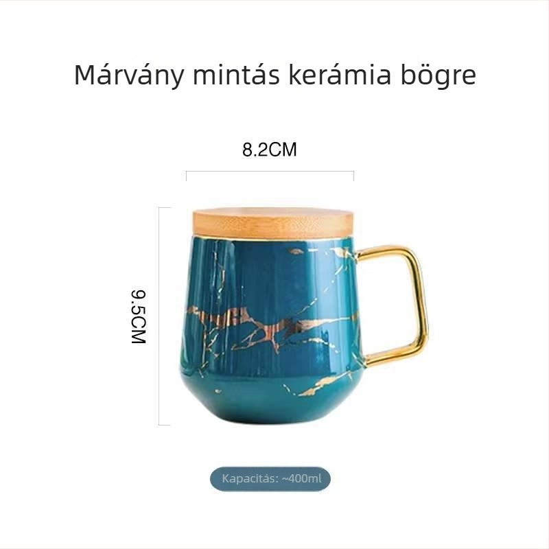Modern egyszerű kerámia kávéscsésze és alátét készlet, márvány mintával