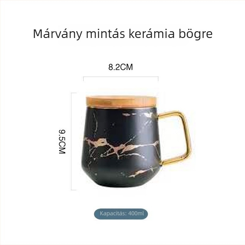 Modern egyszerű kerámia kávéscsésze és alátét készlet, márvány mintával