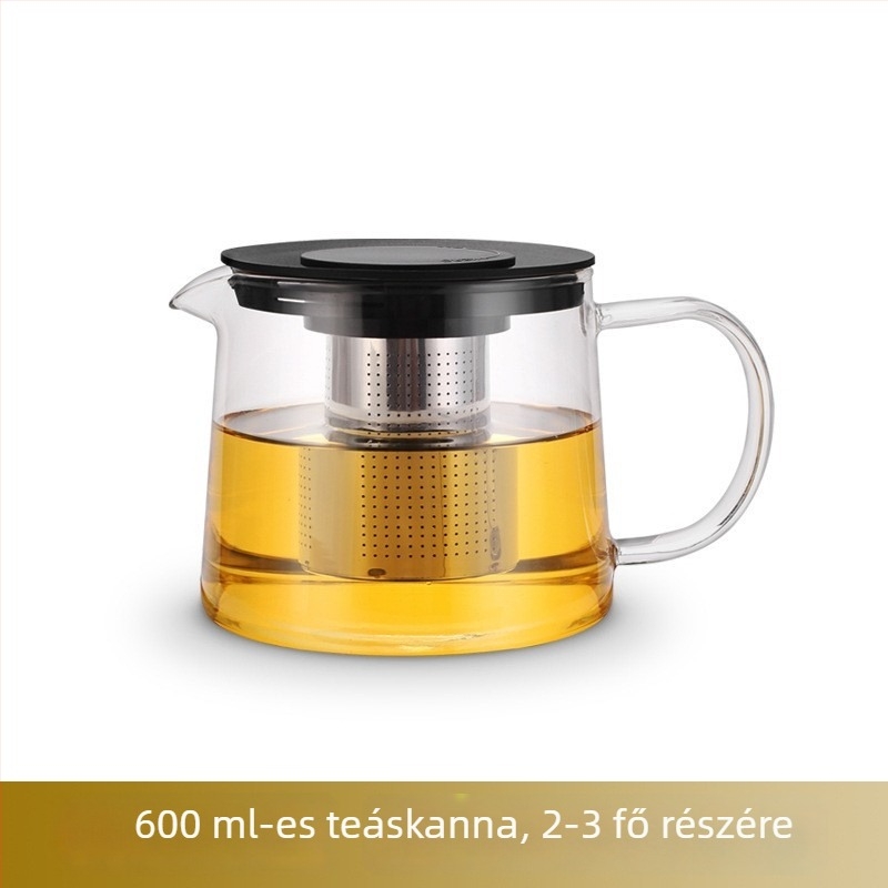 Otthoni használatra szánt üvegből készült teáskanna-készlet, egy teáskanna, hőálló, tea készítéséhez, teafilterrel, kis teáskanna