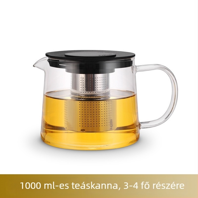 Otthoni használatra szánt üvegből készült teáskanna-készlet, egy teáskanna, hőálló, tea készítéséhez, teafilterrel, kis teáskanna