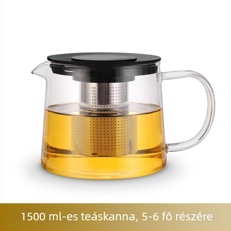 Otthoni használatra szánt üvegből készült teáskanna-készlet, egy teáskanna, hőálló, tea készítéséhez, teafilterrel, kis teáskanna