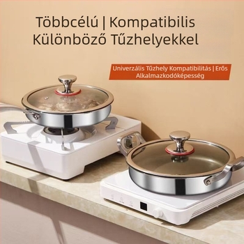 316L rozsdamentes acél nem tapadó serpenyő, lapos alj, indukciós és gáztűzhelyhez egyaránt használható, kereskedelmi használatra