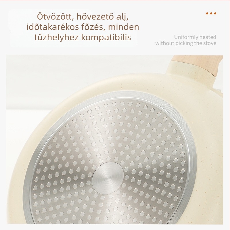 Maifan kőből készült tapadásmentes edénykészlet: serpenyő, laposserpenyő és leveses fazék, indukciós főzőlaphoz