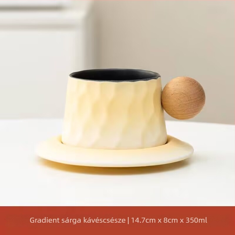 Kerámiából készült irodai bögre és alátét készlet – retro minimalistikus stílus, kávéhoz és teához