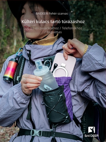 Kültéri hátizsák kiegészítő: bővíthető vállpánt pohártartóval és telefontartóval túrázáshoz