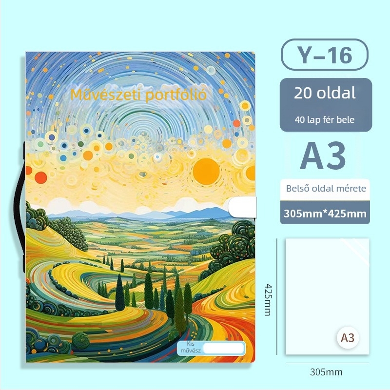 Hordozható A3 művészeti mappa és portfólió, 20 oldalas védőalbum a művekhez, A3 méret, 4K művészeti gyűjtemény, A2 mappa, 8K képtár mappa