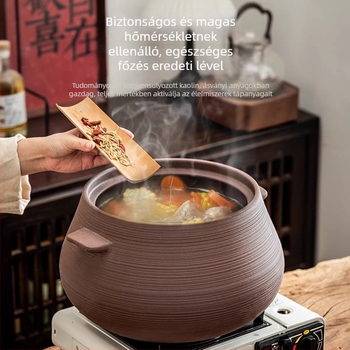 Tradicionális lilás agyagból készült fazék levesekhez, nagy kapacitás egész csirke lassú főzésére, hőálló