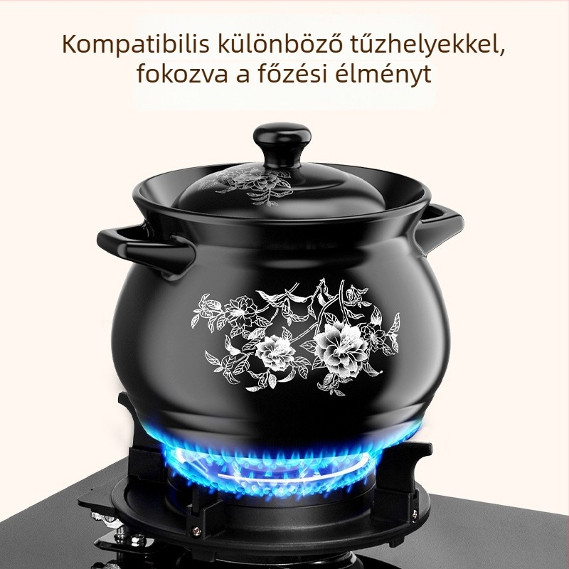 Yiwei MG-1000 Spodumen Fazék Fedővel, Gázfőzéshez Alkalmas, Magas Hőmérséklet-álló, Levesekhez és Sütéshez, Kapacitás 2.1–3 L, 3.1–4 L vagy 5 L felett