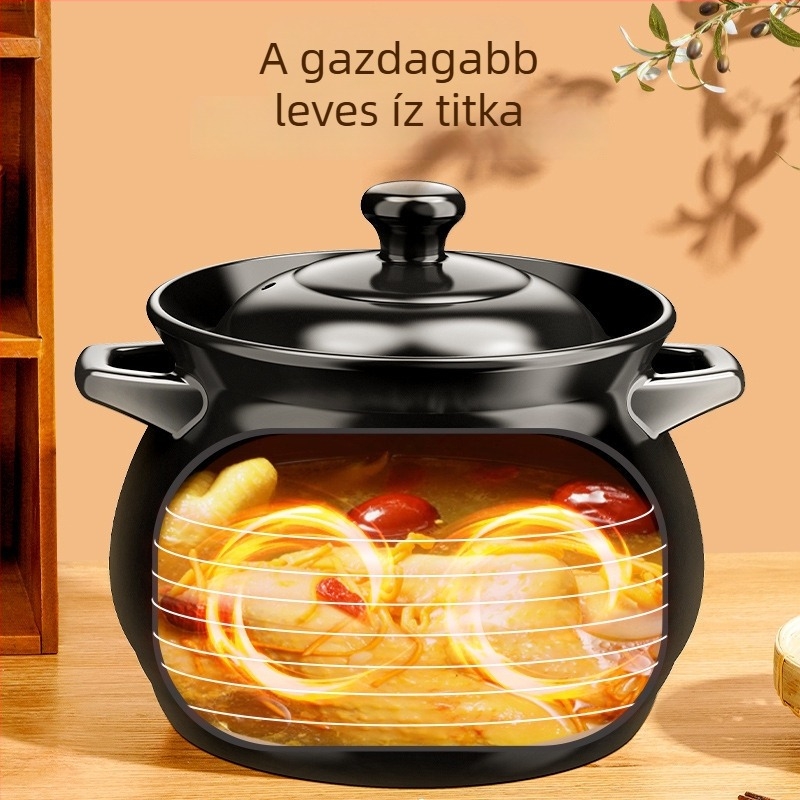 Yiwei MG-1000 Spodumen Fazék Fedővel, Gázfőzéshez Alkalmas, Magas Hőmérséklet-álló, Levesekhez és Sütéshez, Kapacitás 2.1–3 L, 3.1–4 L vagy 5 L felett