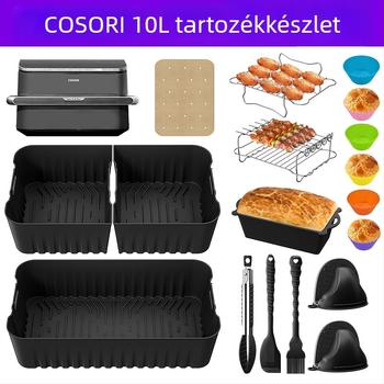 COSORI 10L szilikon sütőforma készlet légsütőhöz – négyszögletes, tapadásmentes, könnyen tisztítható, rozsdamentes