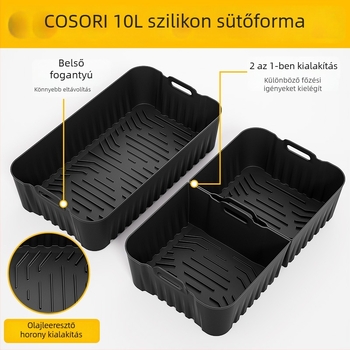 COSORI 10L szilikon sütőforma készlet légsütőhöz – négyszögletes, tapadásmentes, könnyen tisztítható, rozsdamentes