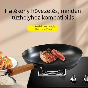 Bevonat nélküli öntöttvas serpenyő, sík aljzatú, régi stílusú, tojás- és palacsintasütésre