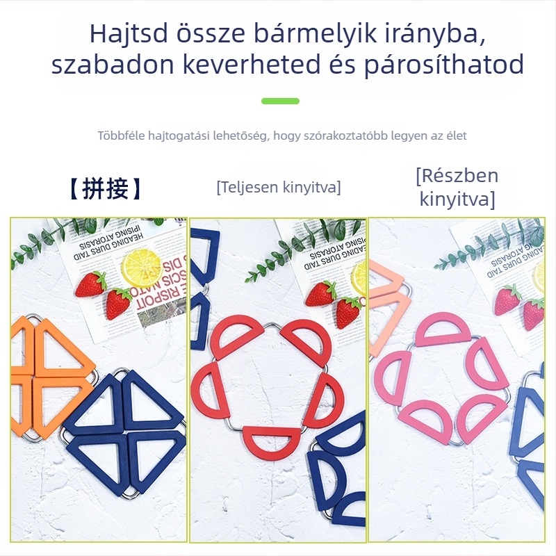 Összecsukható 304 rozsdamentes acél asztal alátét és szilikon poháralátét, hőszigetelő, négyzetes vagy virág alakú, konyhai kellékek