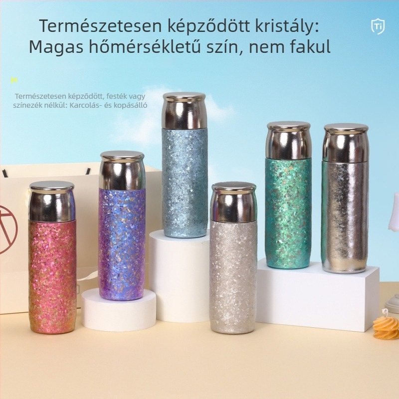 Mágneses tiszta titán termosz pohár tea szeparátorral, antibakteriális, autóba illő, elegáns üzleti ajándék