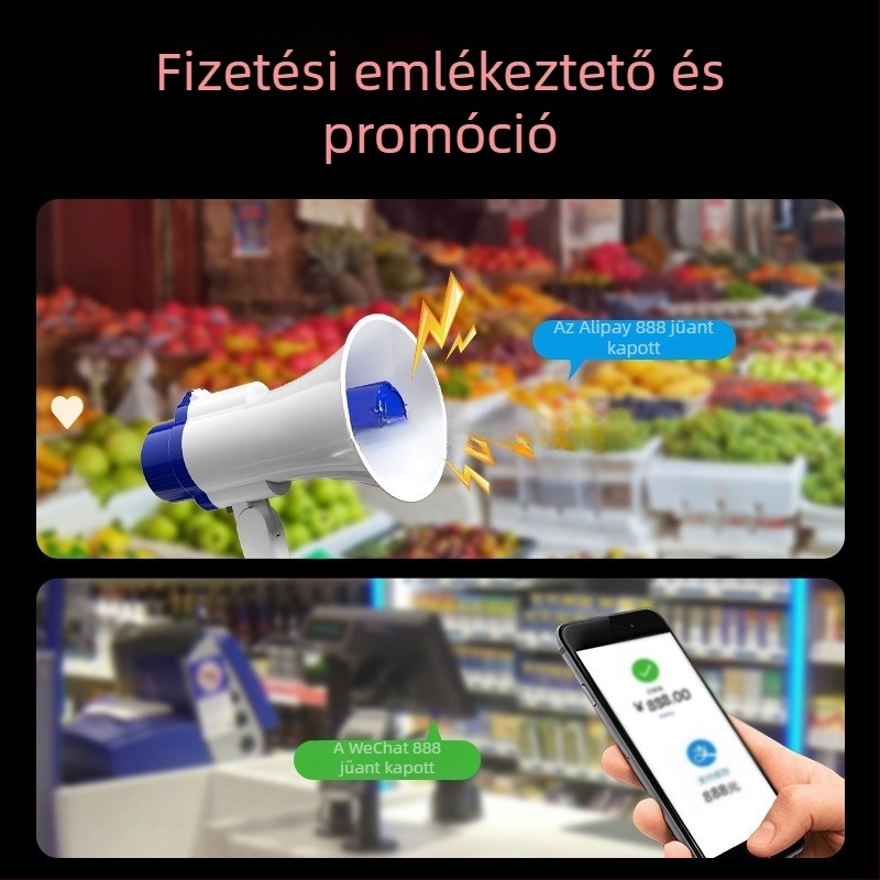 Kézben tartható megafon kültéri használatra, akkumulátoros, nagy hangerő