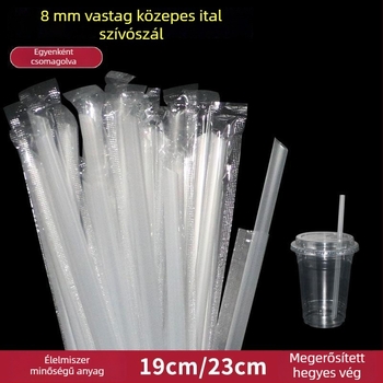 8 mm átmérőjű tej-tea szívócső, egyszer használatos, egyedi csomagolásban, hegyes végű, citrom tea számára, kaliber 0,8