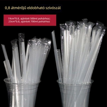 8 mm átmérőjű tej-tea szívócső, egyszer használatos, egyedi csomagolásban, hegyes végű, citrom tea számára, kaliber 0,8