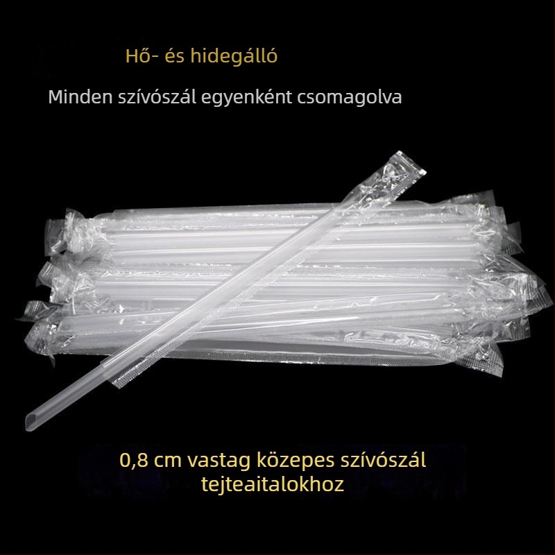 8 mm átmérőjű tej-tea szívócső, egyszer használatos, egyedi csomagolásban, hegyes végű, citrom tea számára, kaliber 0,8
