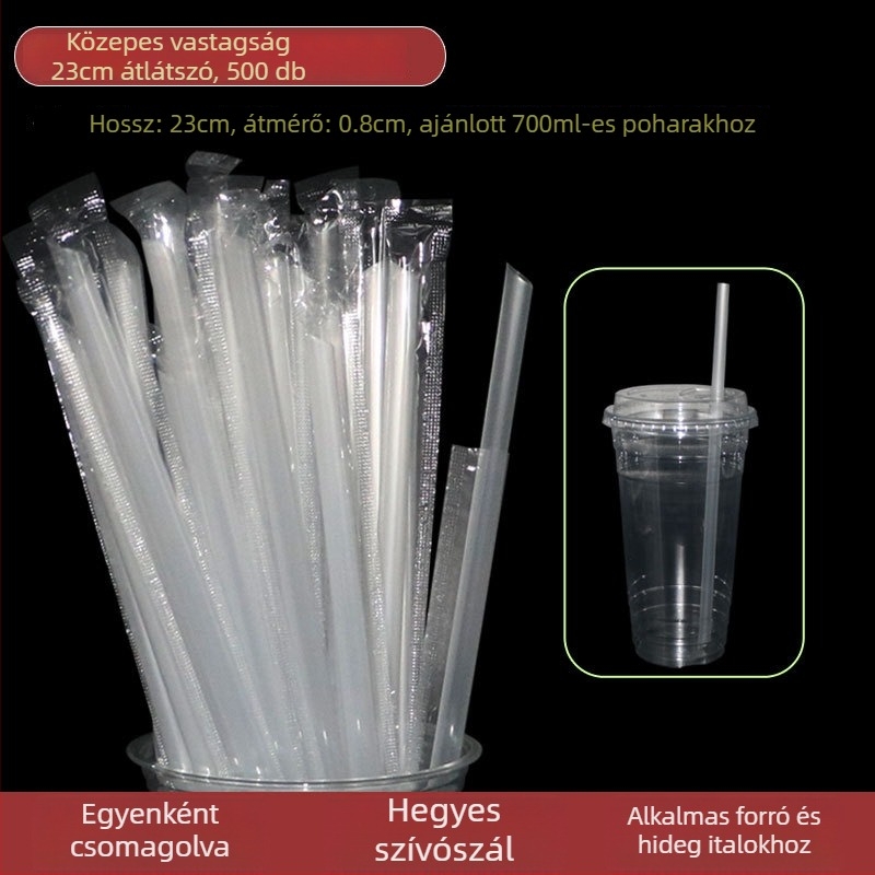 8 mm átmérőjű tej-tea szívócső, egyszer használatos, egyedi csomagolásban, hegyes végű, citrom tea számára, kaliber 0,8