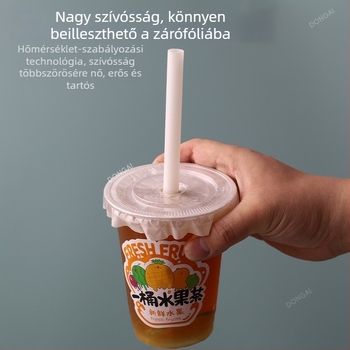 Egyszer használatos, biológiailag lebomló PLA szívószál, egyedi csomagolásban, kávéhoz, italokhoz és tejes teához.