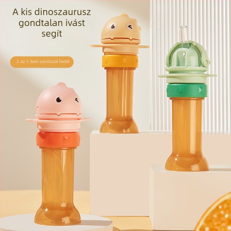 Univerzális gyerekeknek szánt vízpalack kupak szívószállal és fulladás elleni kialakítással