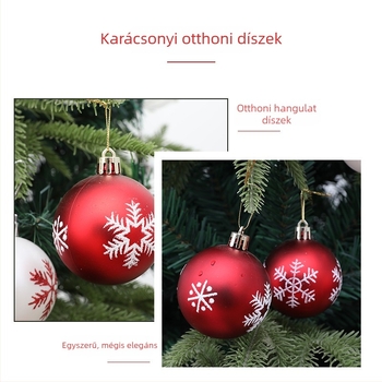 12 darab 6 cm hópehely festett karácsonyi gömbök, műanyag