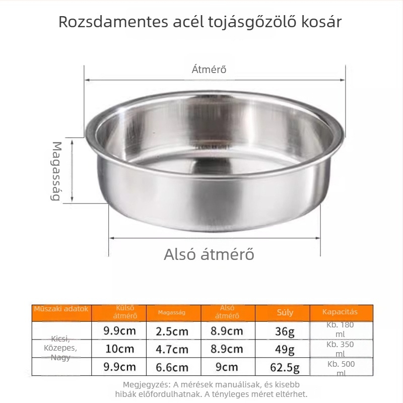 Rozsdamentes acélból készült belső tartály tojásgőzölőhöz — tál tojásos pudinghoz és pároló tál