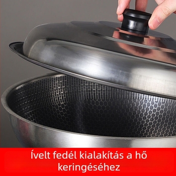 Kör alakú rozsdamentes acél fedél wokhoz és nagy edényekhez