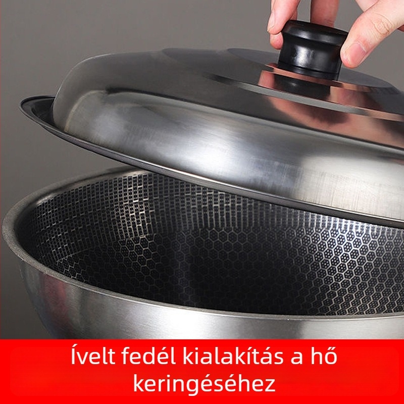 Kör alakú rozsdamentes acél fedél wokhoz és nagy edényekhez