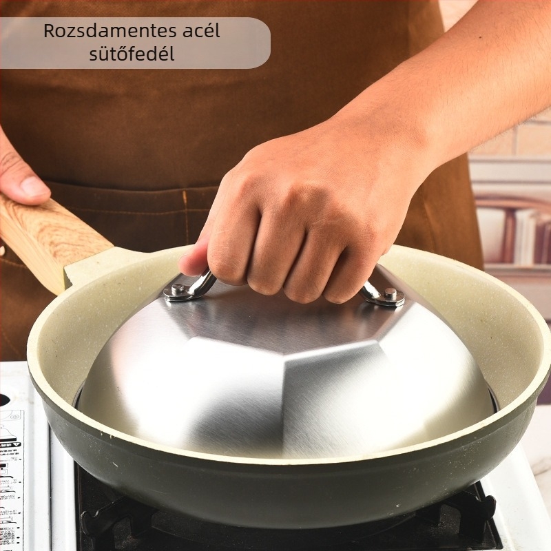 Rozsdamentes acél edény- és grillsfedő, 9/12 hüvelyk, kerek ívelt forma, homokfúvott felület, háztartási használat