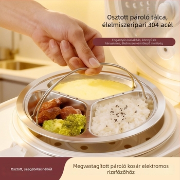 Élelmiszer-minőségű 304 rozsdamentes acélból készült háromrekeszes gőztálca, otthoni használatra, hordozható vízelválasztó gőzölő állvány, rizshez és zöldségekhez