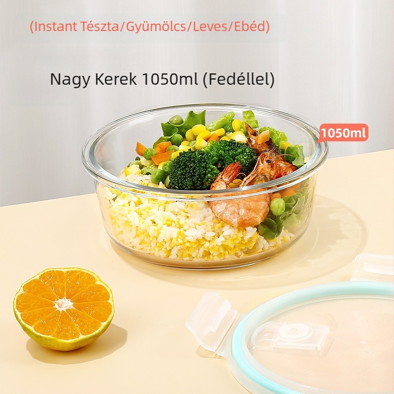 Cilock boroszilikát üvegből készült leves- és gyümölcs tál fedővel, mikrohullámú sütőben használható, 800–1000 ml