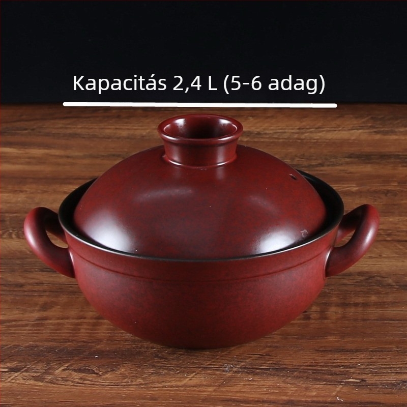 Kerámia agyagfazék rizshez, tapadásmentes, gáztűzhelyhez kompatibilis, magas hőmérséklet-állóság, száraz égés elleni védelem
