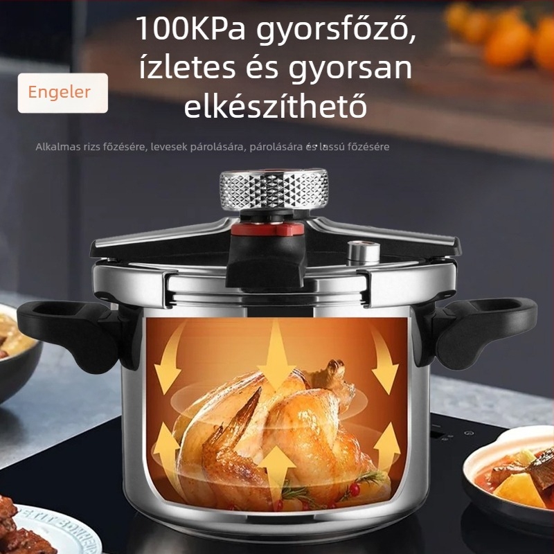 304 rozsdamentes acél nyomásos fazék háztartási használatra, biztonságos kivitel háromrétegű aljzattal és csattos fedéllel