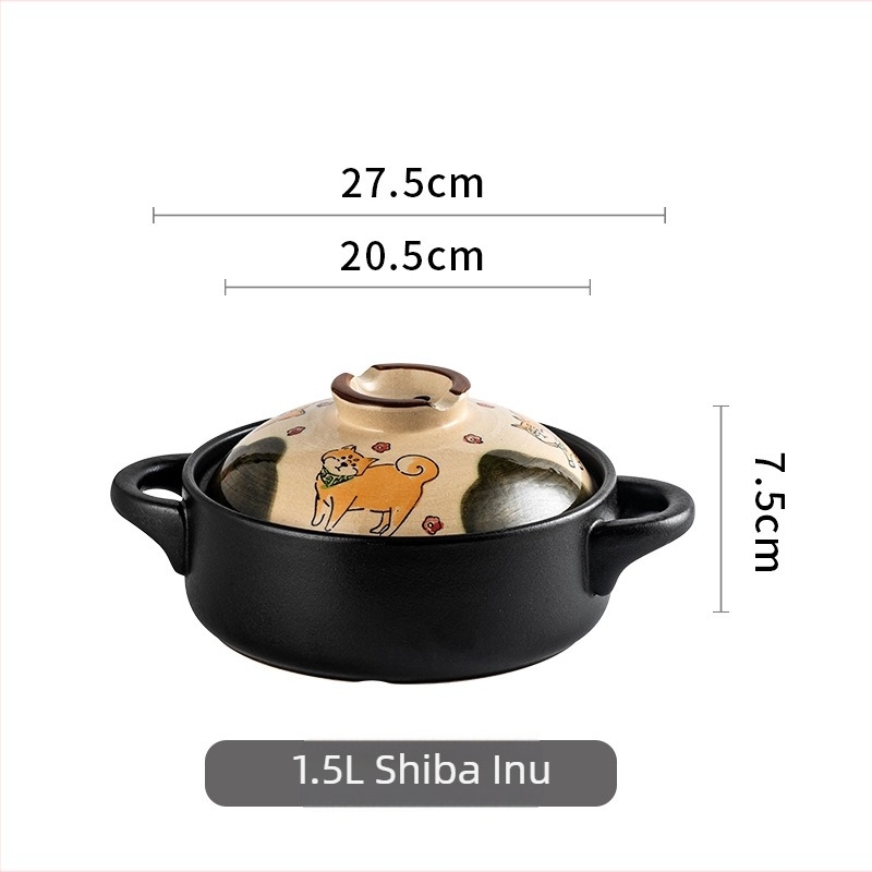 Aelb japán stílusú kerámiás edény fedéllel, gáztűzhelyhez kompatibilis, 1-4 L