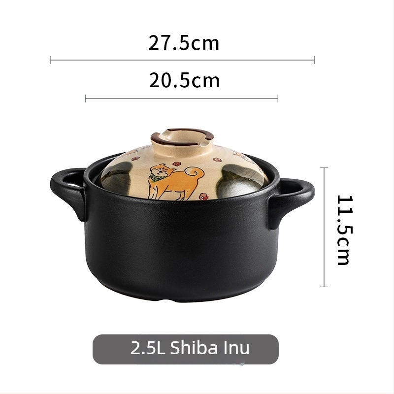 Aelb japán stílusú kerámiás edény fedéllel, gáztűzhelyhez kompatibilis, 1-4 L