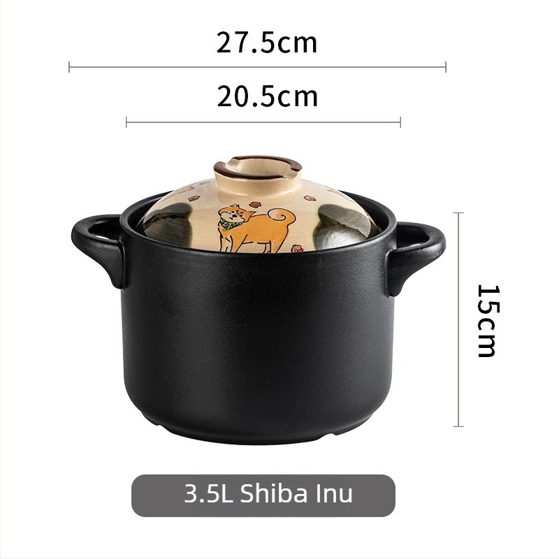 Aelb japán stílusú kerámiás edény fedéllel, gáztűzhelyhez kompatibilis, 1-4 L