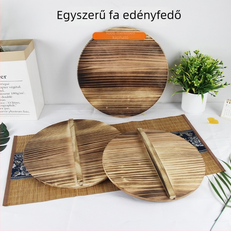 Ős cédrusfa fazékfedő otthoni használatra, tömörfa fedél a főzéshez, rizs párolásához és nagy edényekhez