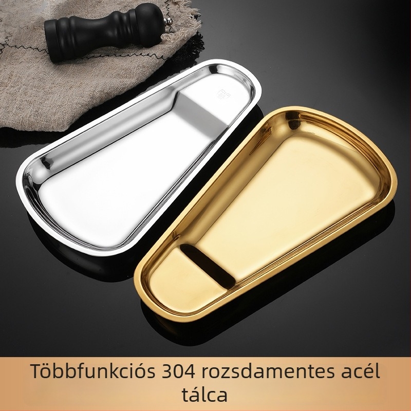Erősített rozsdamentes acél négyszögletes tál arany bevonattal büfé használathoz, ételek és törölközők számára