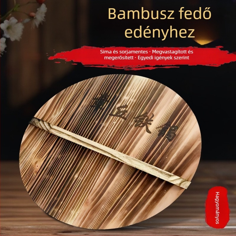 Kézzel készített fa fedél vas wokhoz és serpenyőhöz
