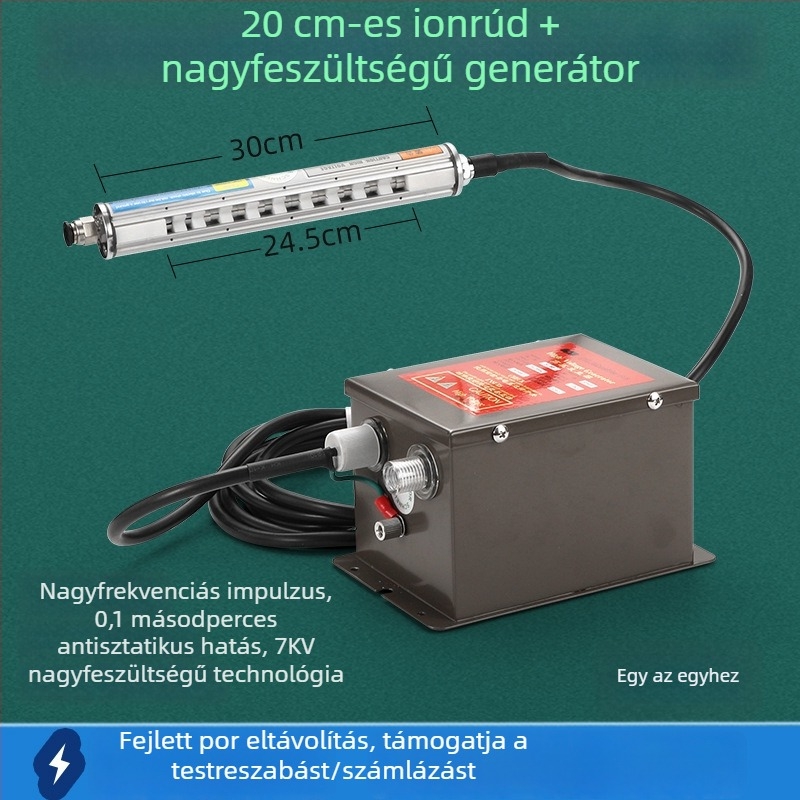 Ipari kompakt intelligens, magas frekvenciájú statikus eliminátor ionos levegőrúddal műanyag fóliás tasakok gyártására és nyomtatására