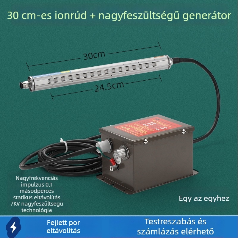 Ipari kompakt intelligens, magas frekvenciájú statikus eliminátor ionos levegőrúddal műanyag fóliás tasakok gyártására és nyomtatására