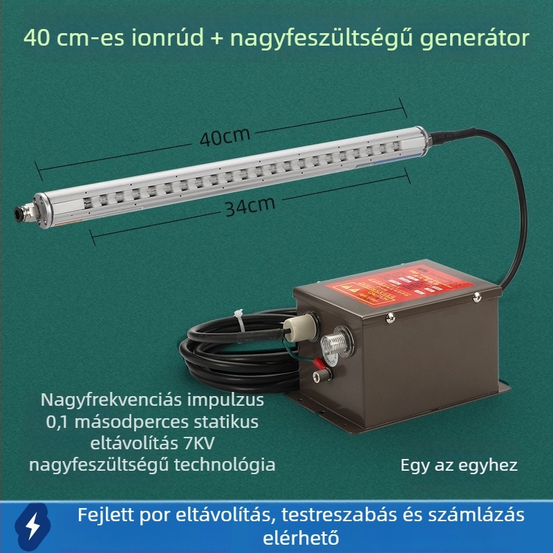 Ipari kompakt intelligens, magas frekvenciájú statikus eliminátor ionos levegőrúddal műanyag fóliás tasakok gyártására és nyomtatására