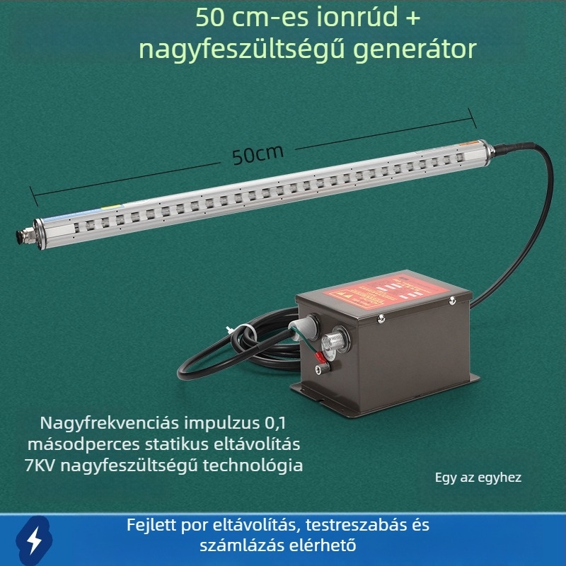 Ipari kompakt intelligens, magas frekvenciájú statikus eliminátor ionos levegőrúddal műanyag fóliás tasakok gyártására és nyomtatására