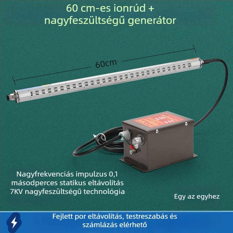Ipari kompakt intelligens, magas frekvenciájú statikus eliminátor ionos levegőrúddal műanyag fóliás tasakok gyártására és nyomtatására