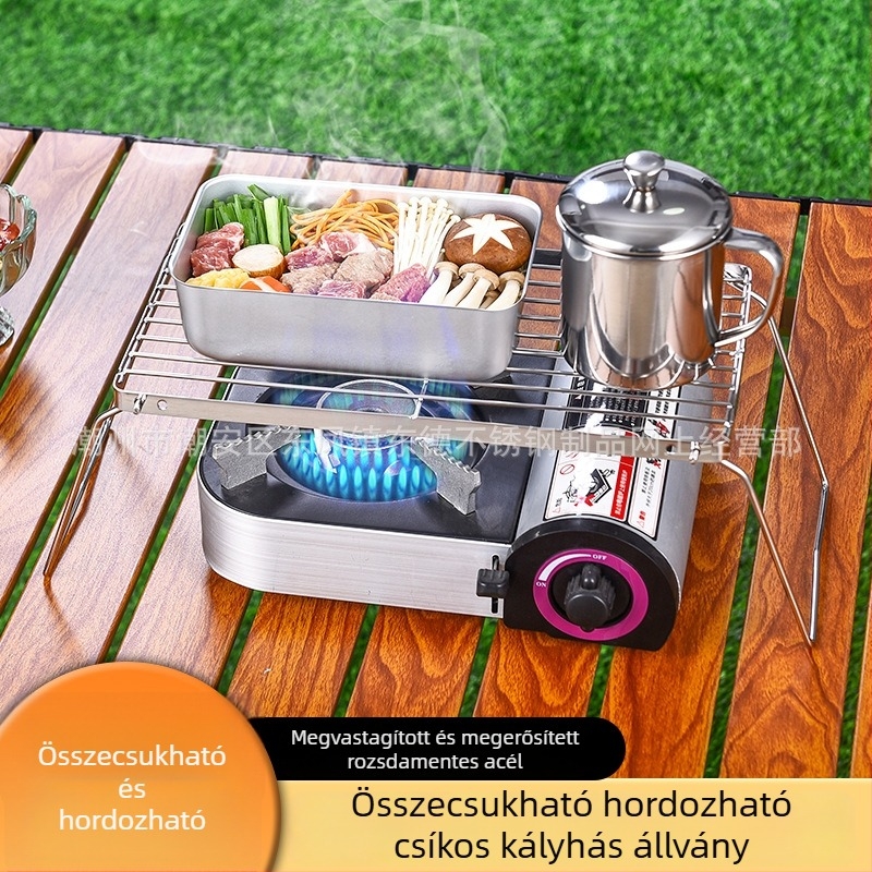 Nem mágneses rozsdamentes acél hordozható kültéri faszenes grill – négyzetes, kisméretű grillkészlet 3–5 személyre