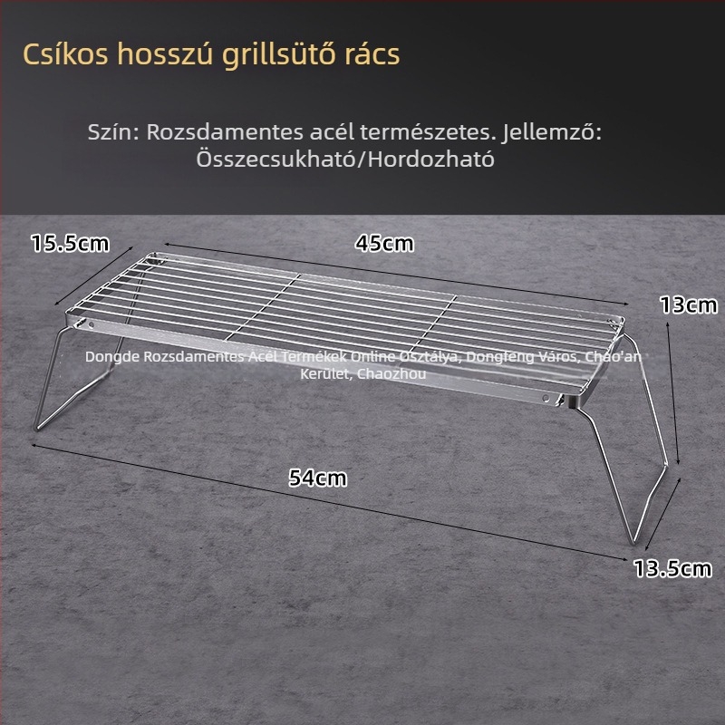 Nem mágneses rozsdamentes acél hordozható kültéri faszenes grill – négyzetes, kisméretű grillkészlet 3–5 személyre