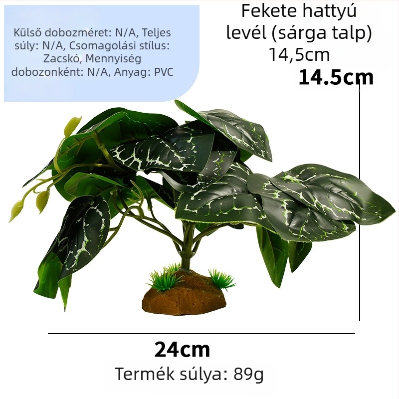 Műanyag növények terráriumhoz hüllők és teknősök részére – zöld levelek a dzsungel hangulatáért